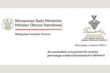 List Ministra Obrony Narodowej Pana Władysława Kosiniaka-Kamysza